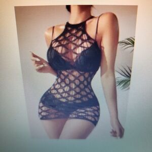 SHEIN Black Mesh Chemise